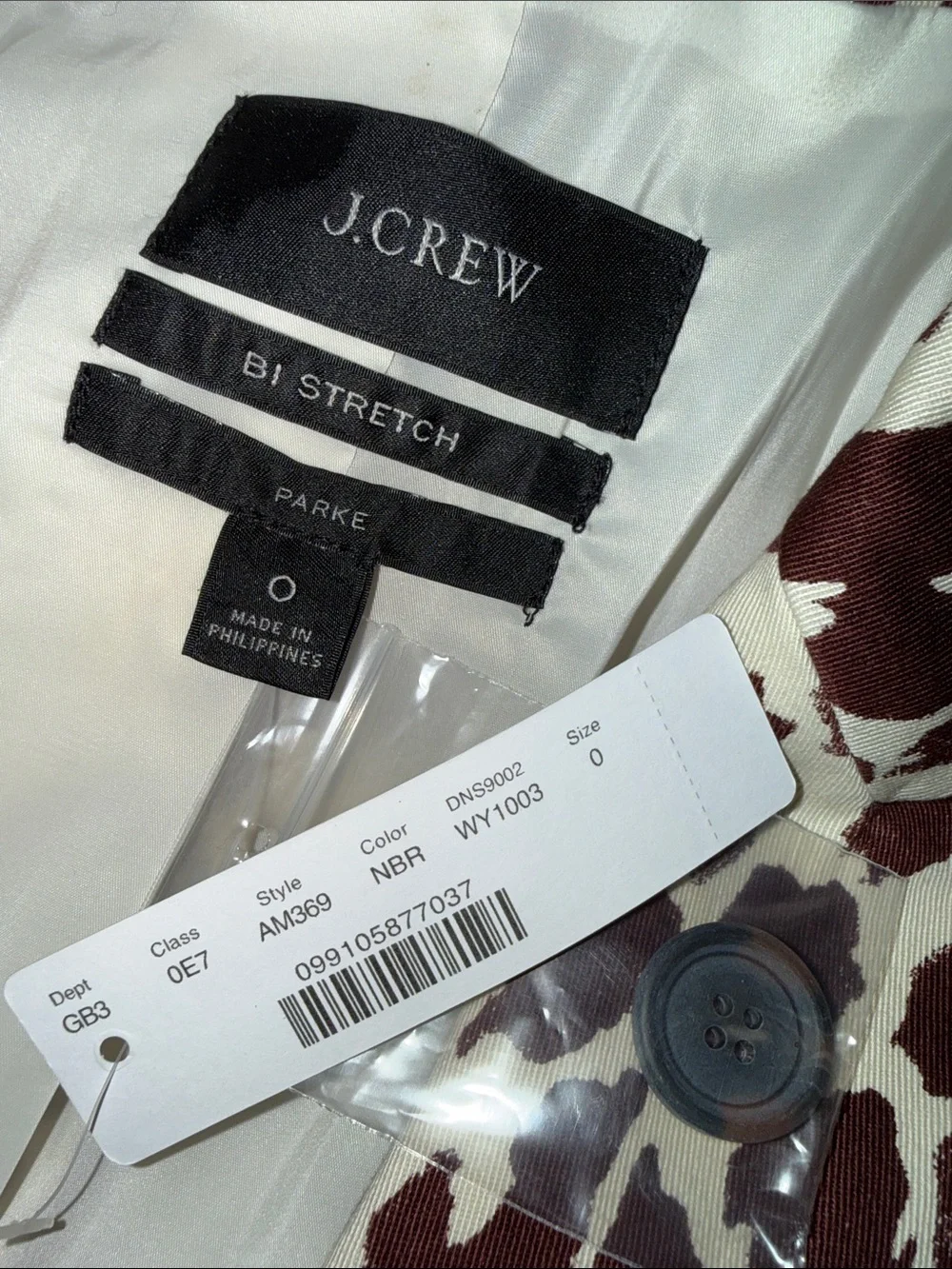 J. Crew Bi Stretch Parke Blazer Giraffe Animal Print NWT Size 0